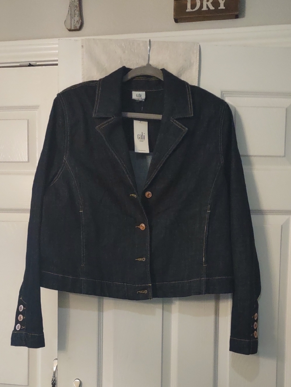 cabi Dark Blue Denim Tailored Jean Jacket